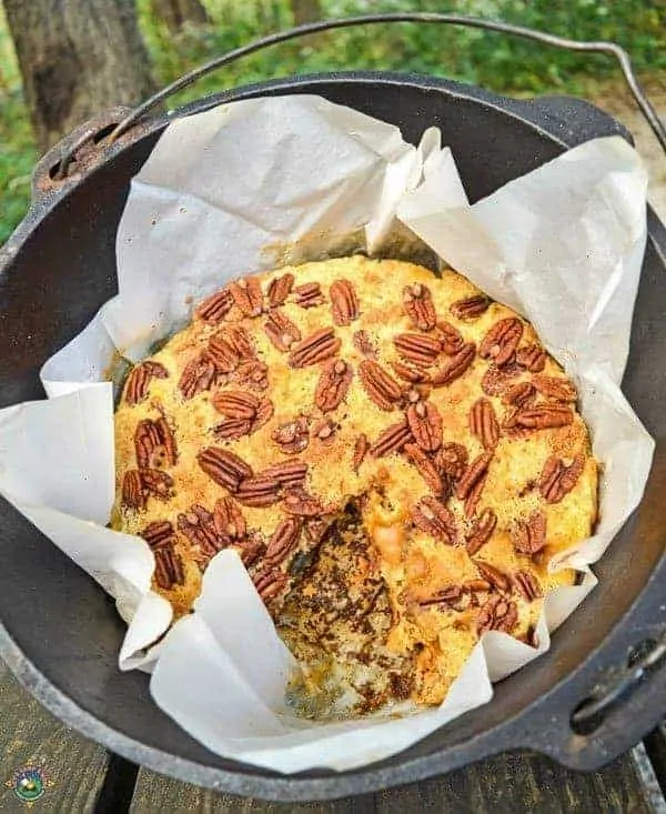 dutch oven dessert made with cake mix