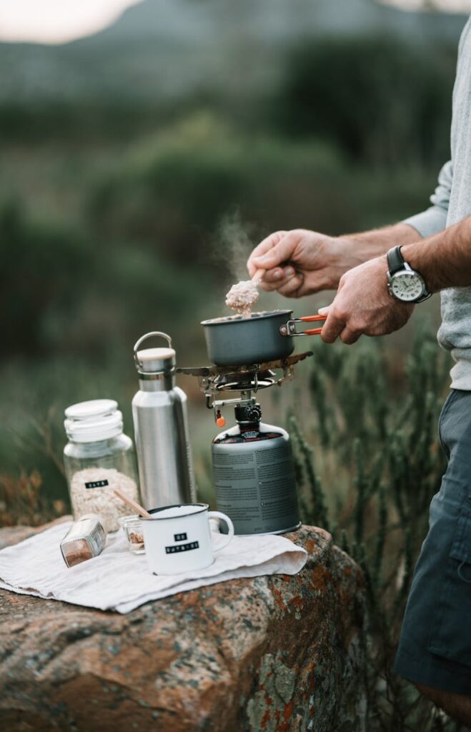 making oatmeal while camping